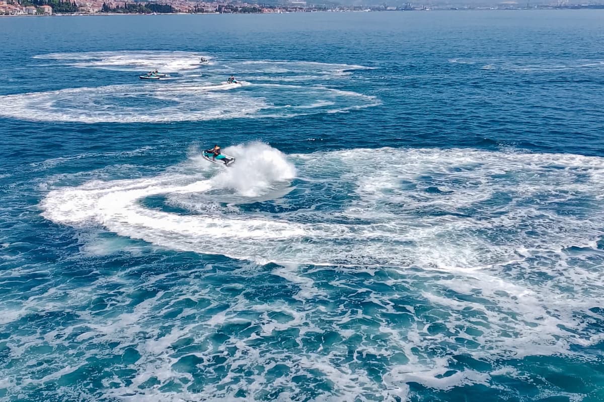 Jet ski ride along the Kaštela riviera near Split Croatia